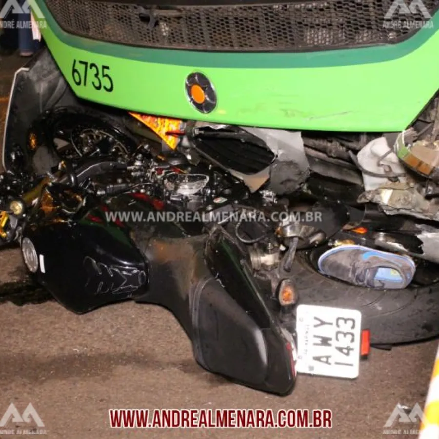 Motociclista morre após cruzar preferencial de ônibus no Parque São Jorge em Maringá