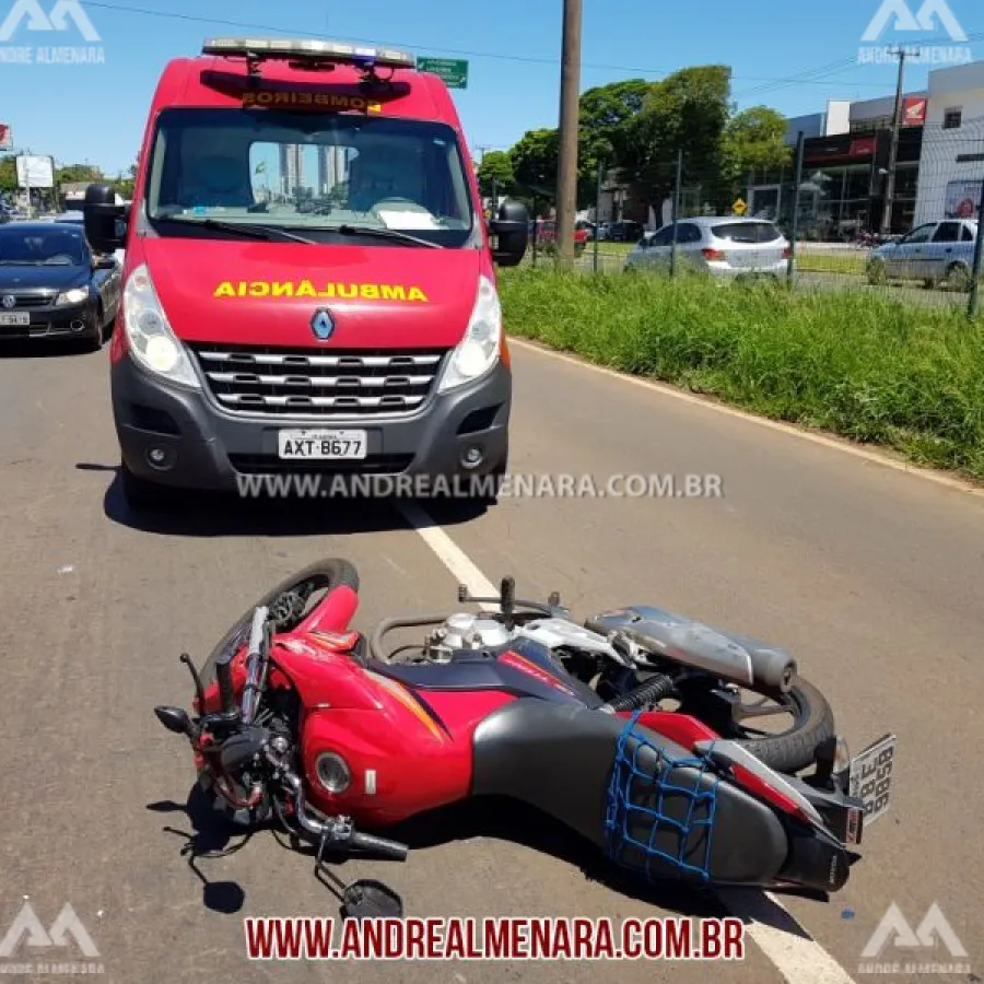 Motociclista fica ferido em acidente em Maringá