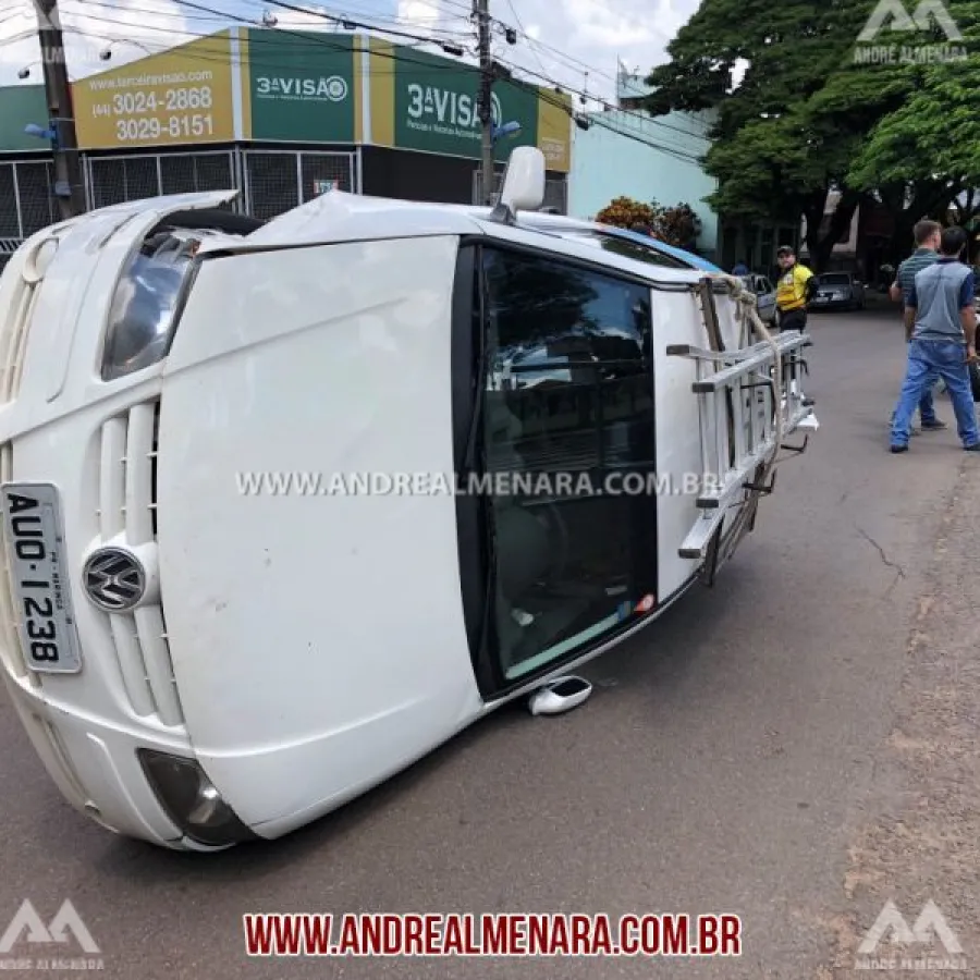 Motorista tomba veículo na Vila Operária em Maringá