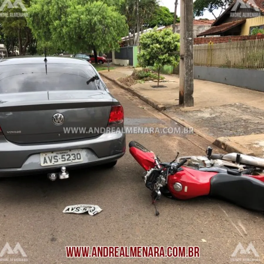 Motociclista fica ferido em acidente no Jardim Alvorada em Maringá