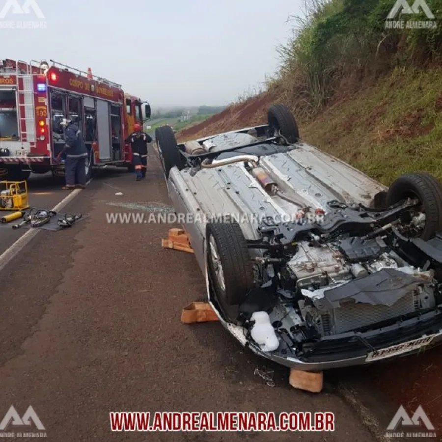 Pai e filho ficam feridos em acidente na rodovia de Maringá