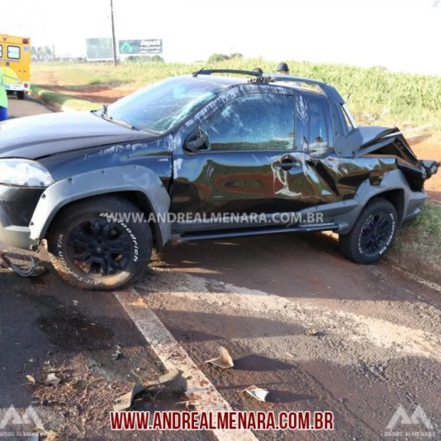 Pai e filho sofrem acidente seguido de capotamento na rodovia de Maringá