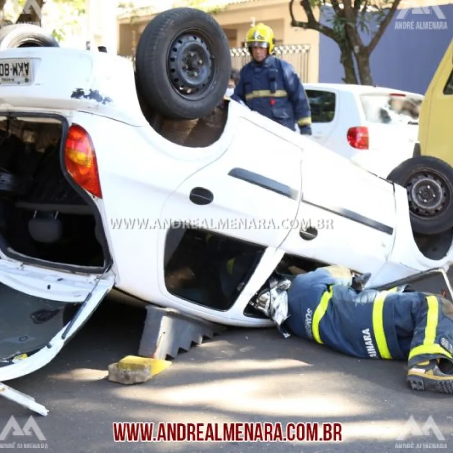 Motorista desvia de animal e acaba sofrendo acidente em Maringá