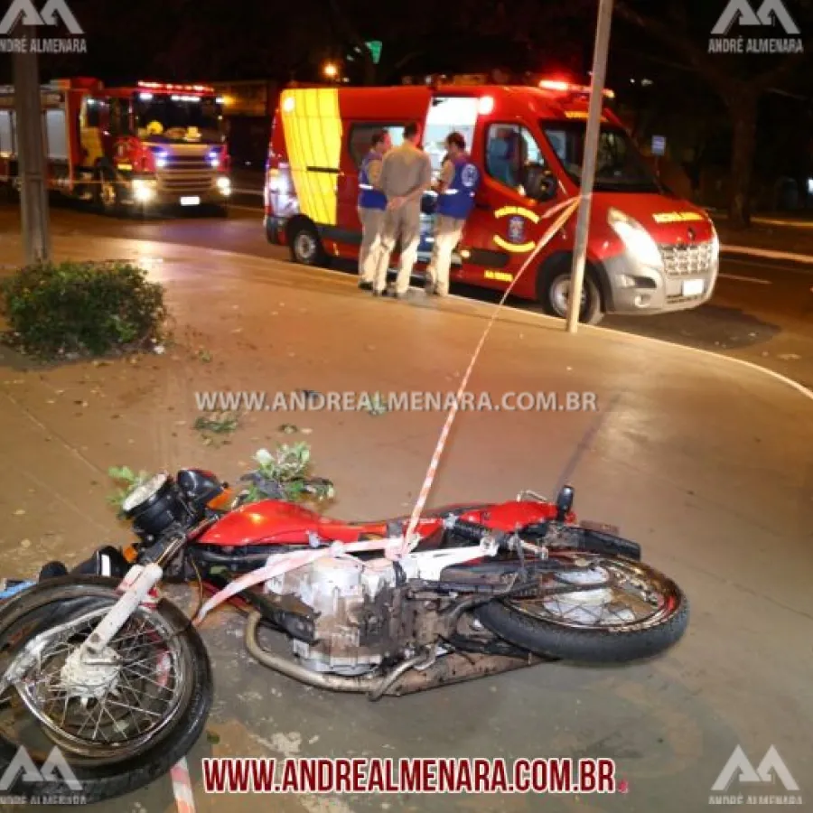 Motociclista fica gravemente ferido em acidente na avenida Colombo