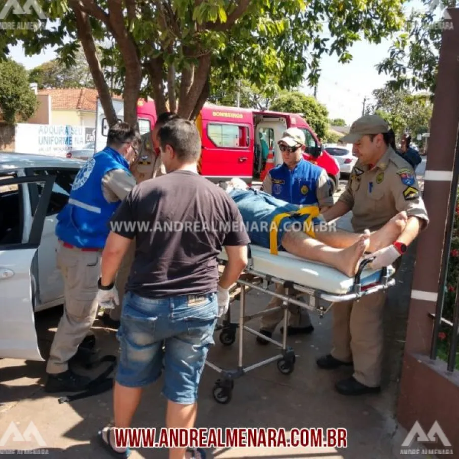 Batida entre carro e caminhão de lixo deixa uma pessoa ferida em Maringá