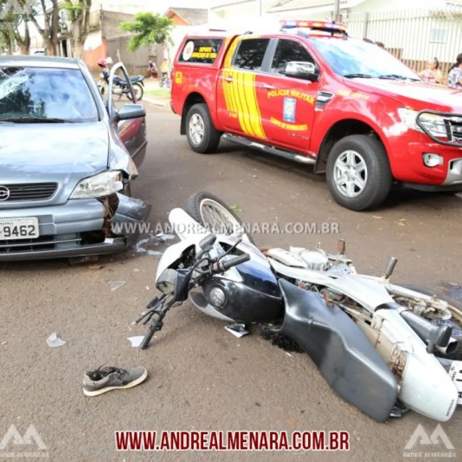 Motociclista se fere em acidente no Jardim Alvorada em Maringá