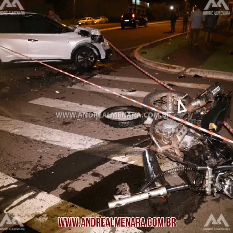 Motociclista fica ferido em acidente na avenida Cerro Azul