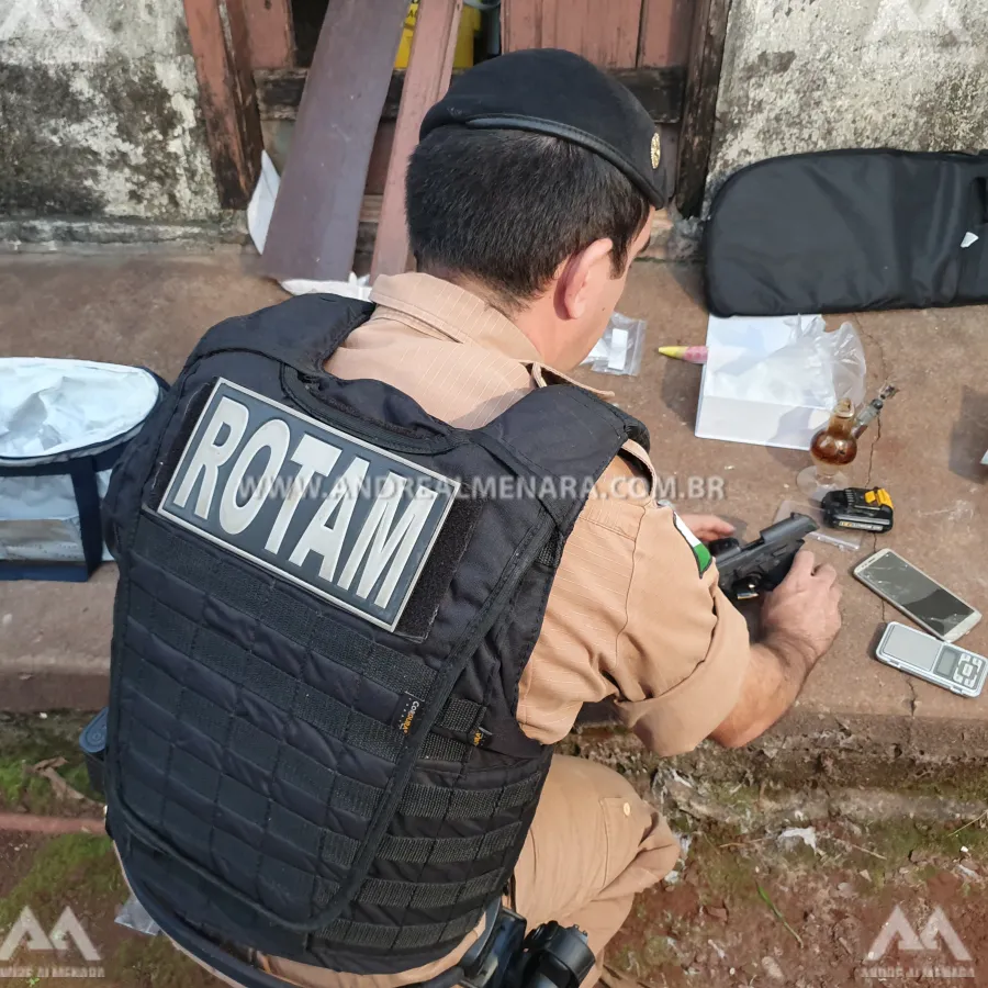 Operação policial em boca de fumo em Maringá apreende grande quantidade de cocaína e arma de fogo