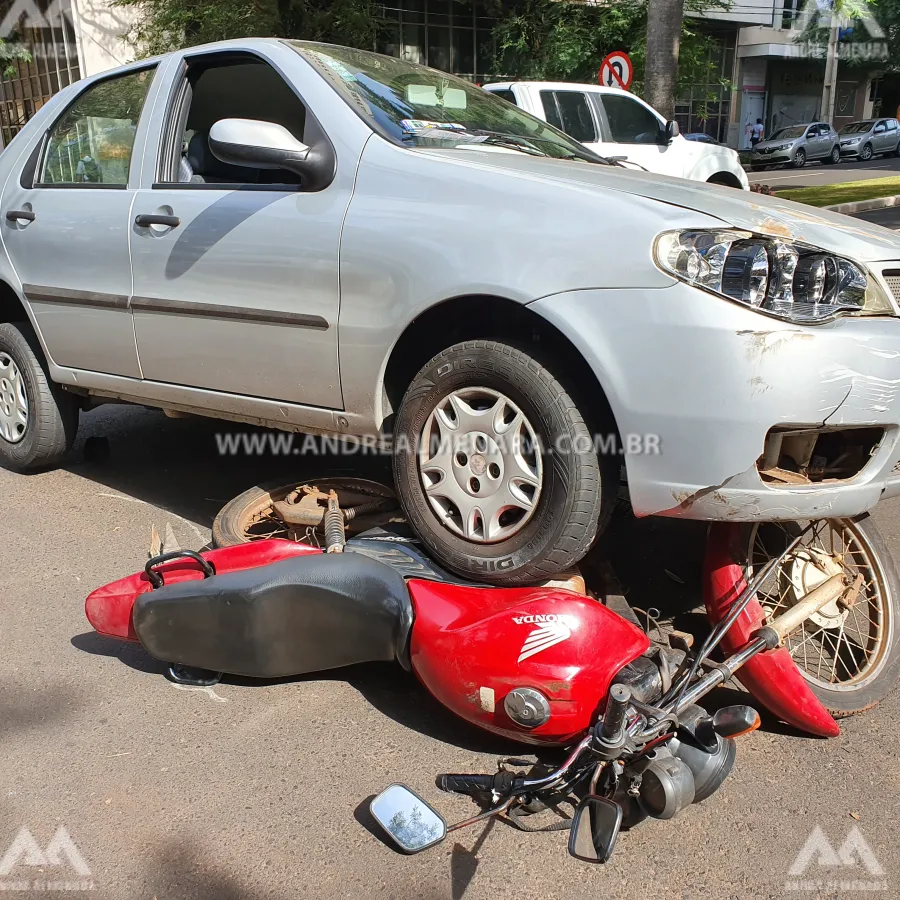 Motociclista fica ferido em acidente no centro de Maringá