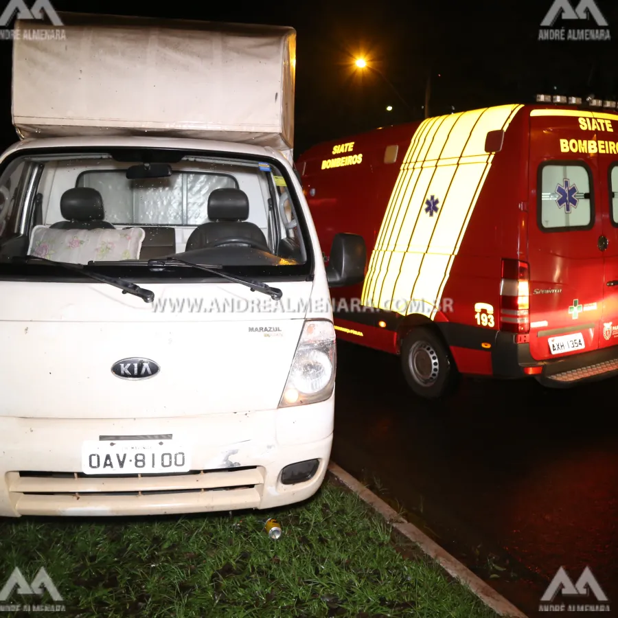 Entregador de pizza fica ferido em acidente ocorrido na Colombo