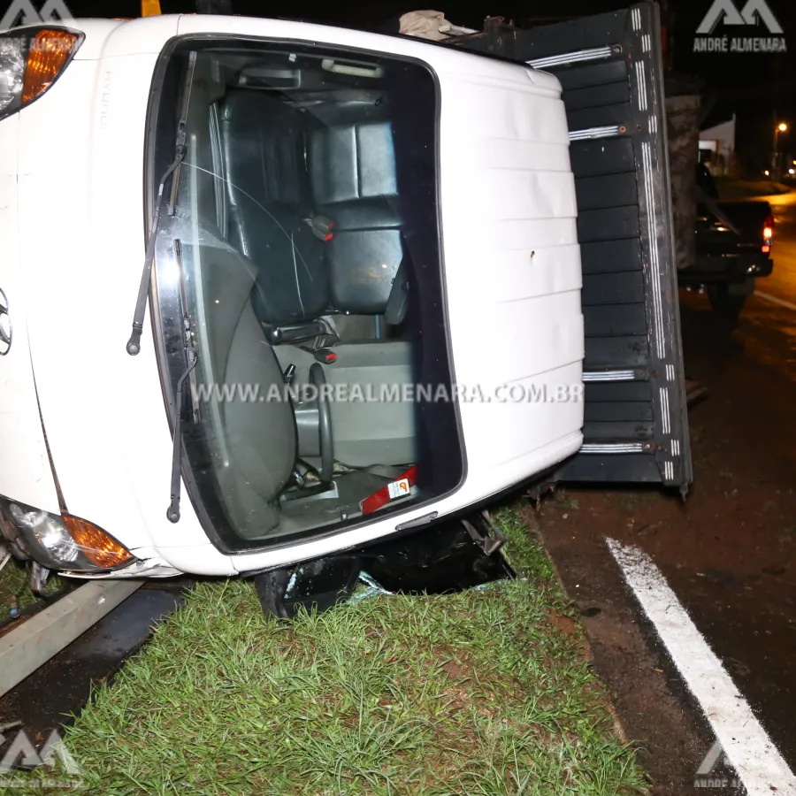 Motorista sofre acidente na rotatória do Shopping Catuaí em Maringá