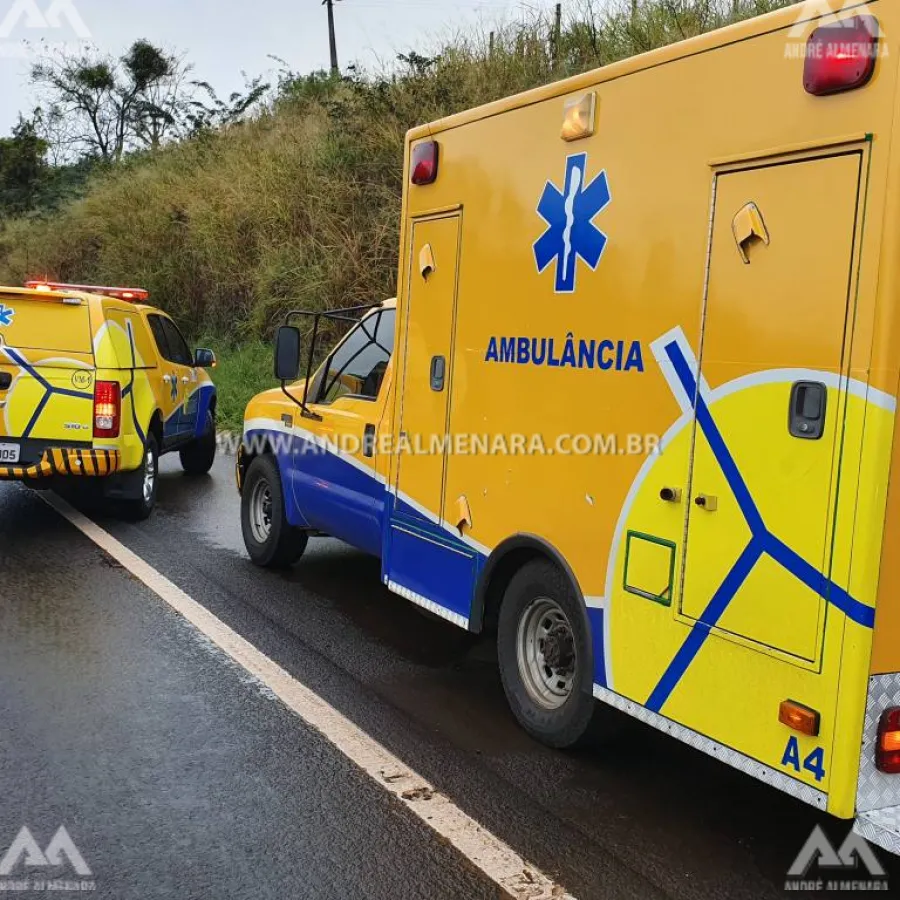 Casal fica ferido em acidente com carreta em rodovia de Maringá