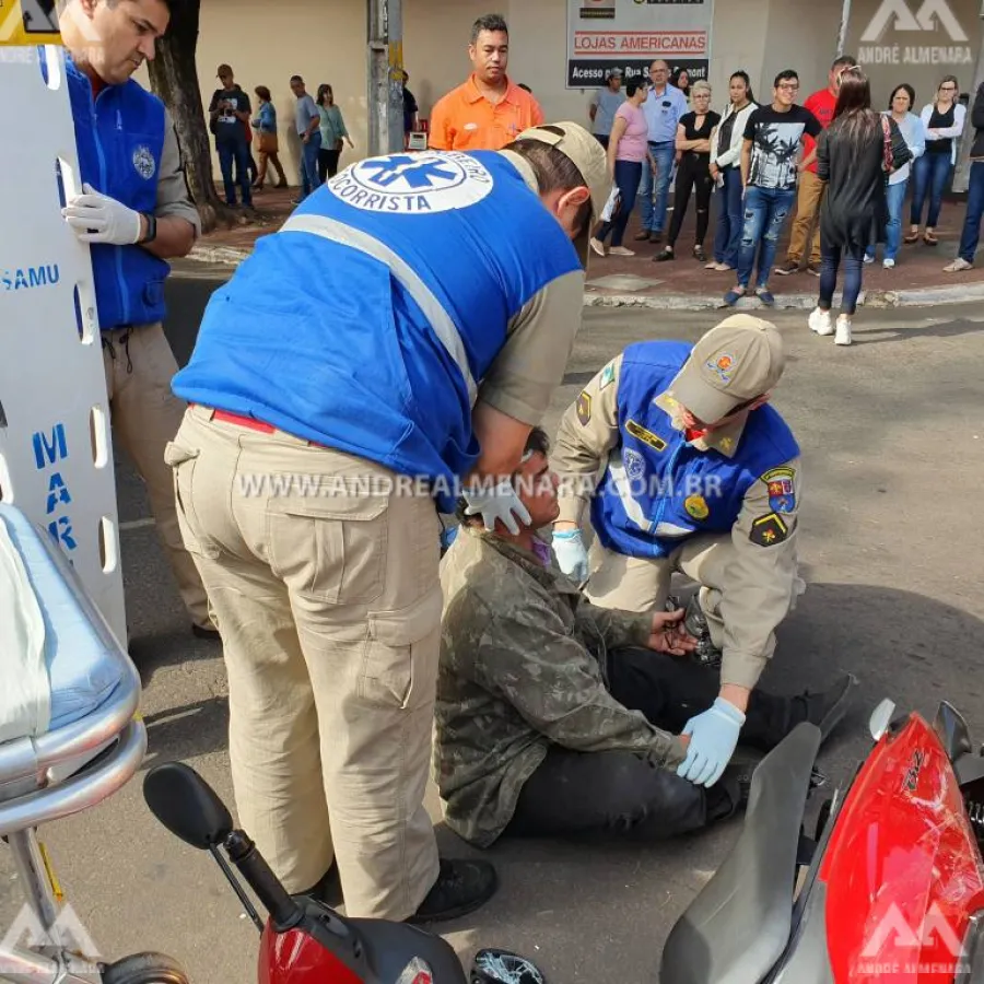 Motociclista sofre ferimentos em acidente no centro de Maringá