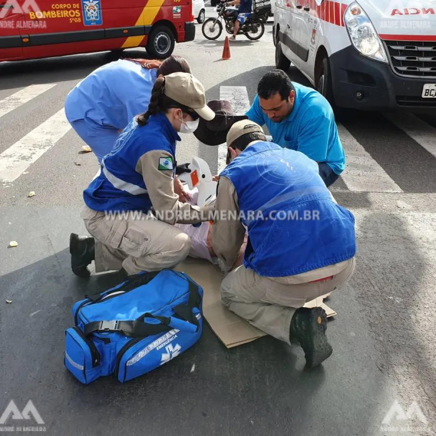 Idoso de 90 anos é atropelado por moto na avenida Colombo em Maringá