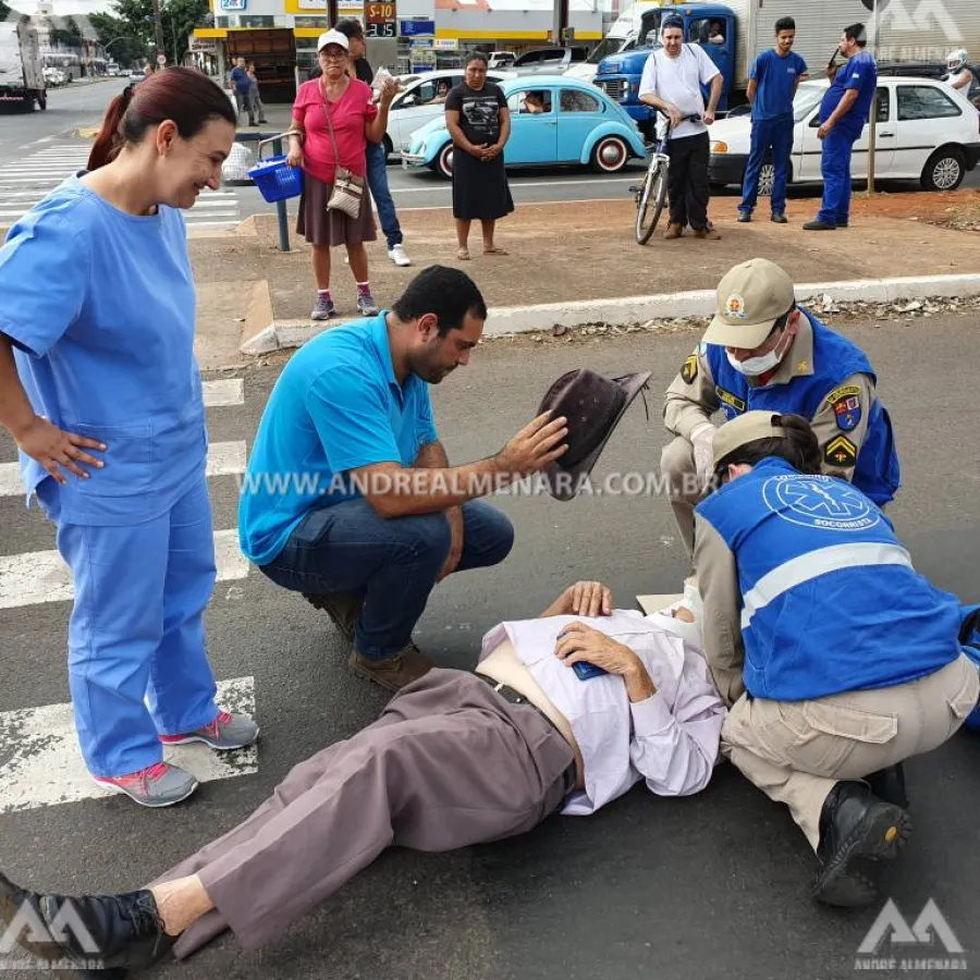 Idoso de 90 anos é atropelado por moto na avenida Colombo em Maringá