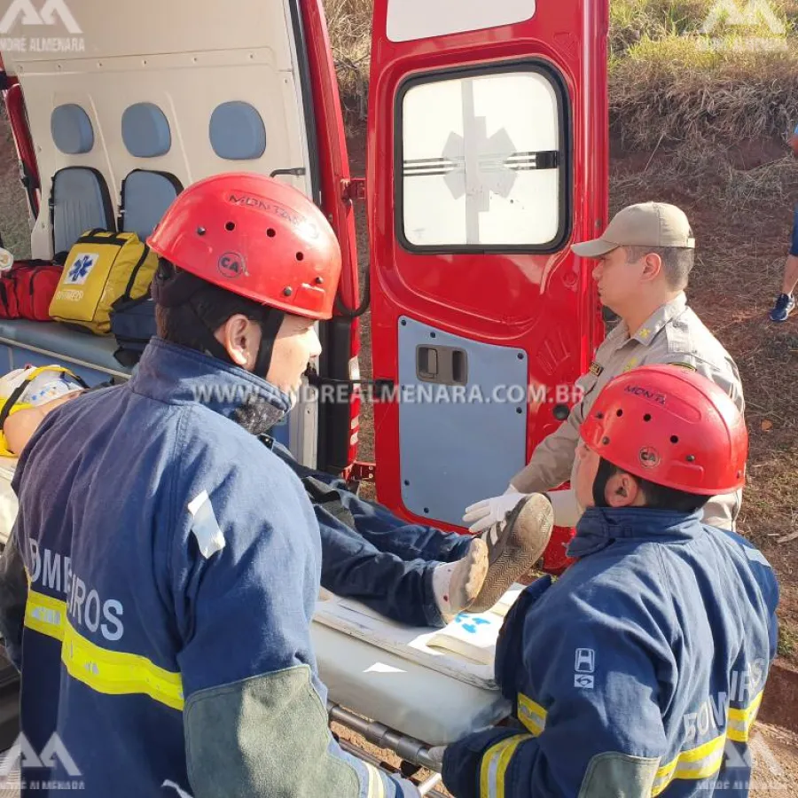 Motorista fica ferido em capotamento na BR-376 em Maringá