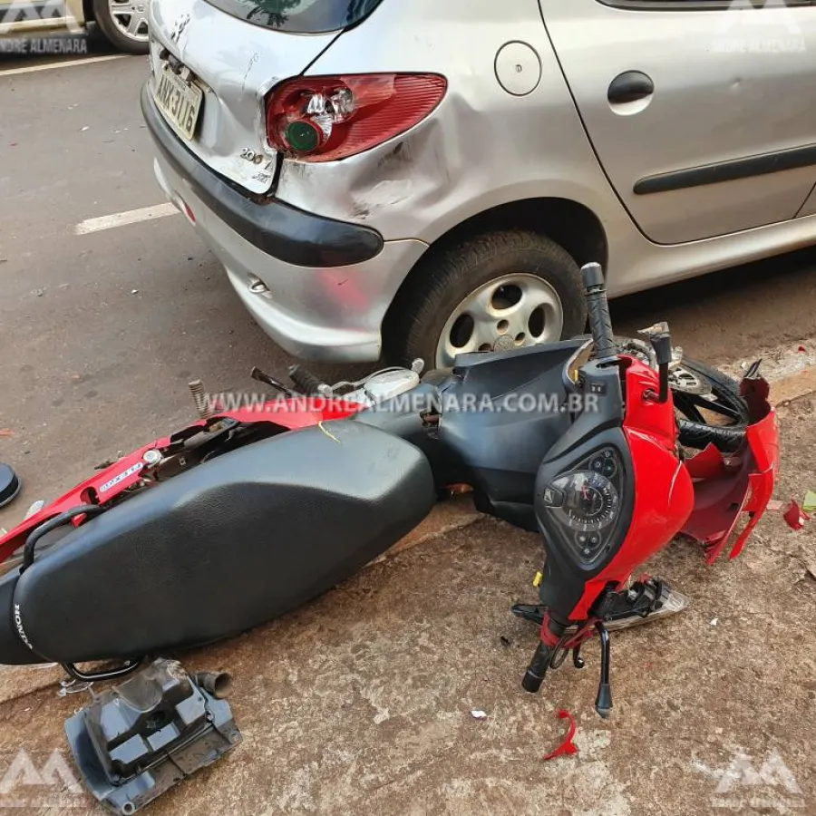 Motociclista fica ferido em acidente na Avenida Guaiapó em Maringá