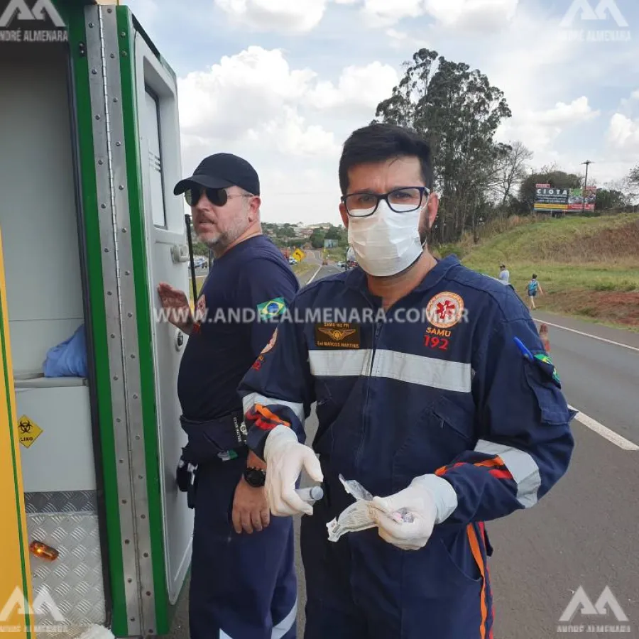 Motorista é ejetado durante capotamento em Mandaguaçu