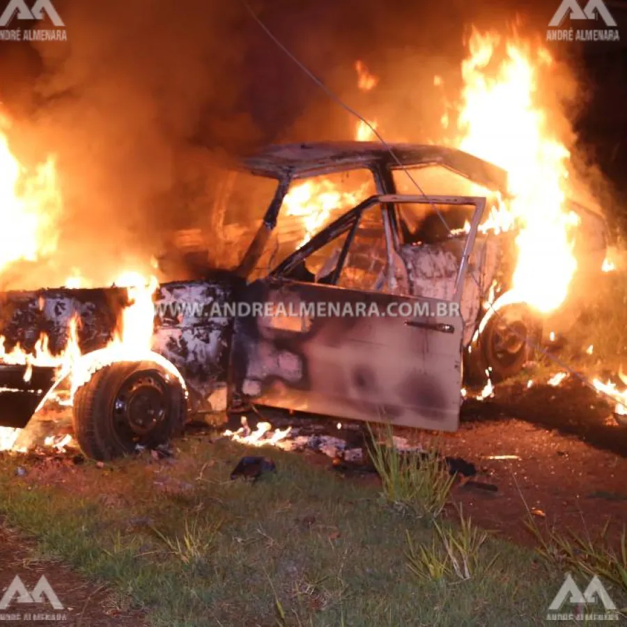 Motorista ateia fogo em carro após bater em poste