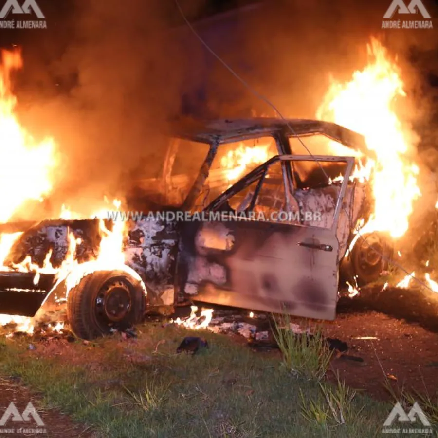 Motorista ateia fogo em carro após bater em poste