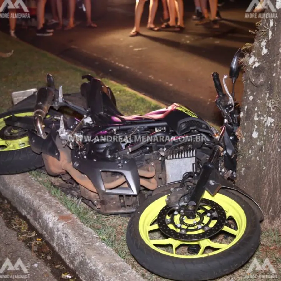 Moto de alta cilindrada atropela adolescente em Maringá