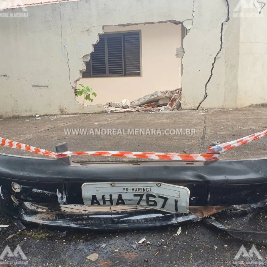 Carro invade residência após colisão na Vila Santa Isabel em Maringá