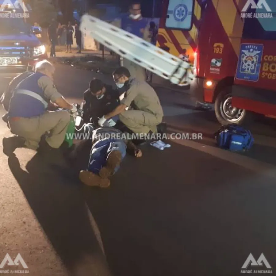 Homem fica gravemente ferido após ser atropelado por moto em Maringá