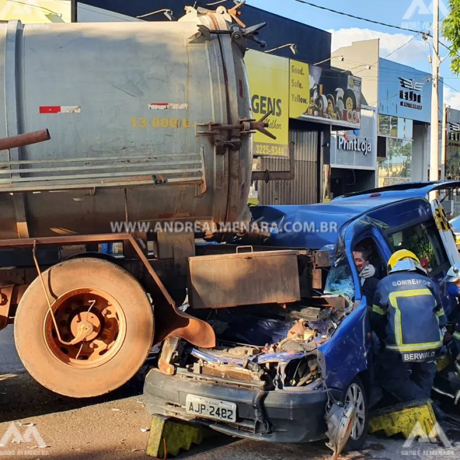 Motorista sofre acidente impressionante na Avenida Alexandre Rasgulaeff