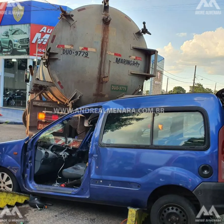 Motorista sofre acidente impressionante na Avenida Alexandre Rasgulaeff