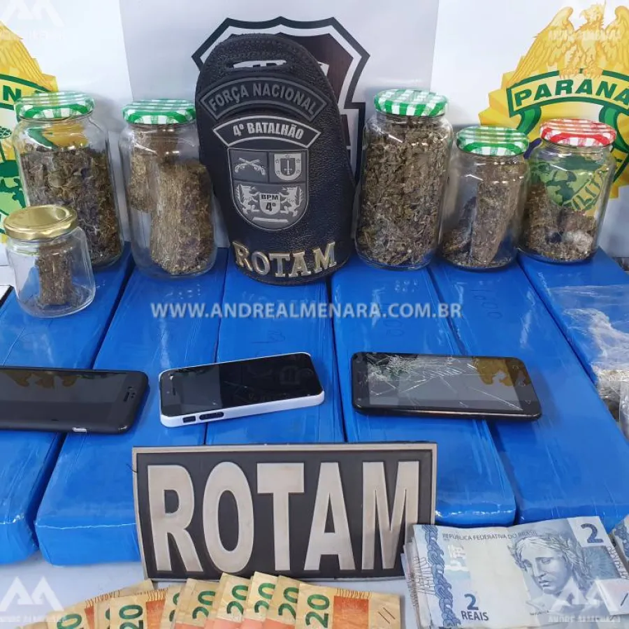 ROTAM de Maringá apreende grande quantidade de drogas e dinheiro com traficante