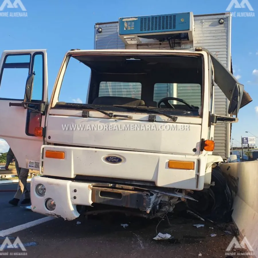 Motorista de caminhão sobrevive a acidente impressionante em Maringá