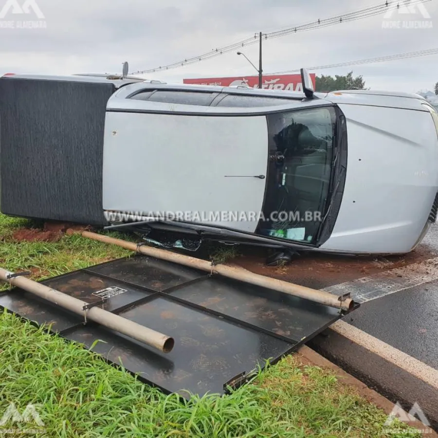 Motorista escapa ileso de acidente com camionete em Maringá