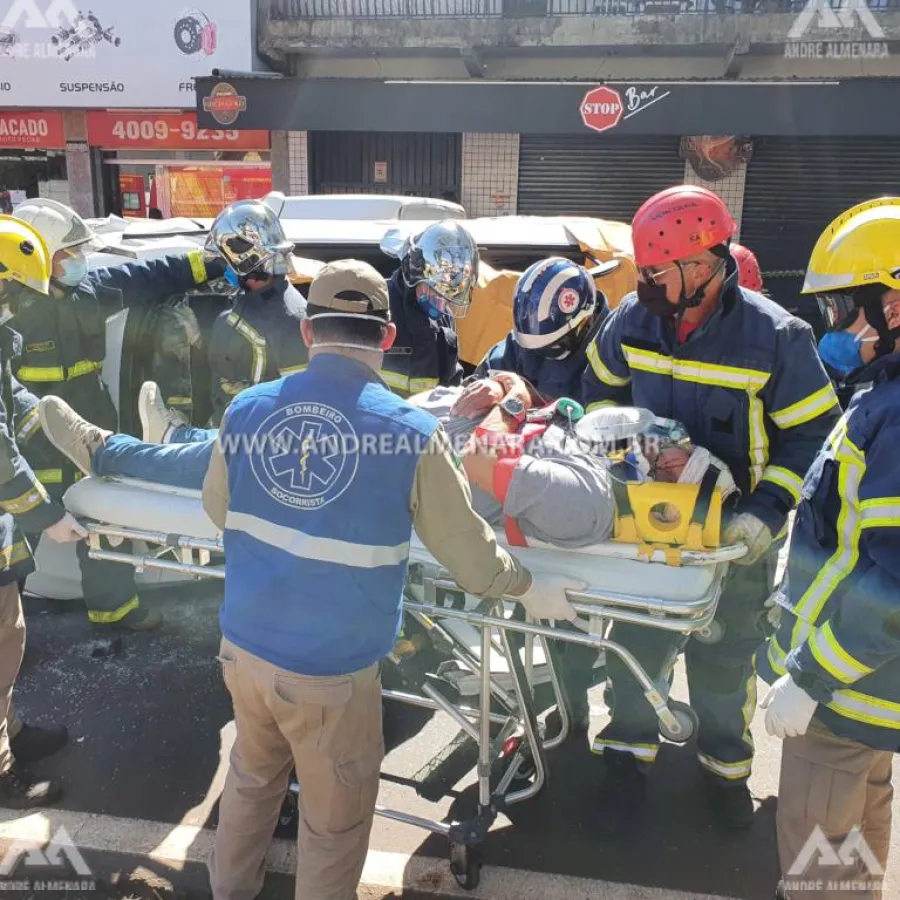 Duas pessoas ficam feridas em acidente no Jardim Alvorada em Maringá
