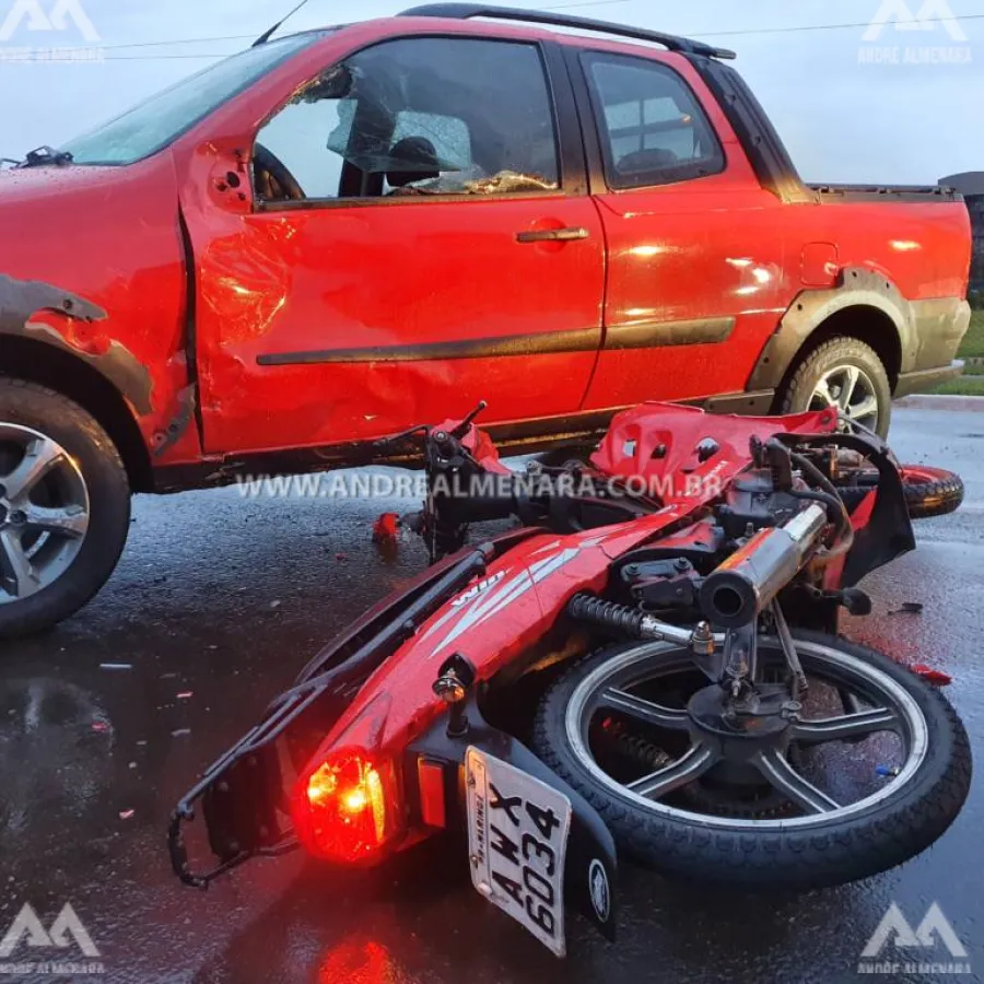 Motociclista sofre ferimentos graves ao colidir contra veículo em Maringá