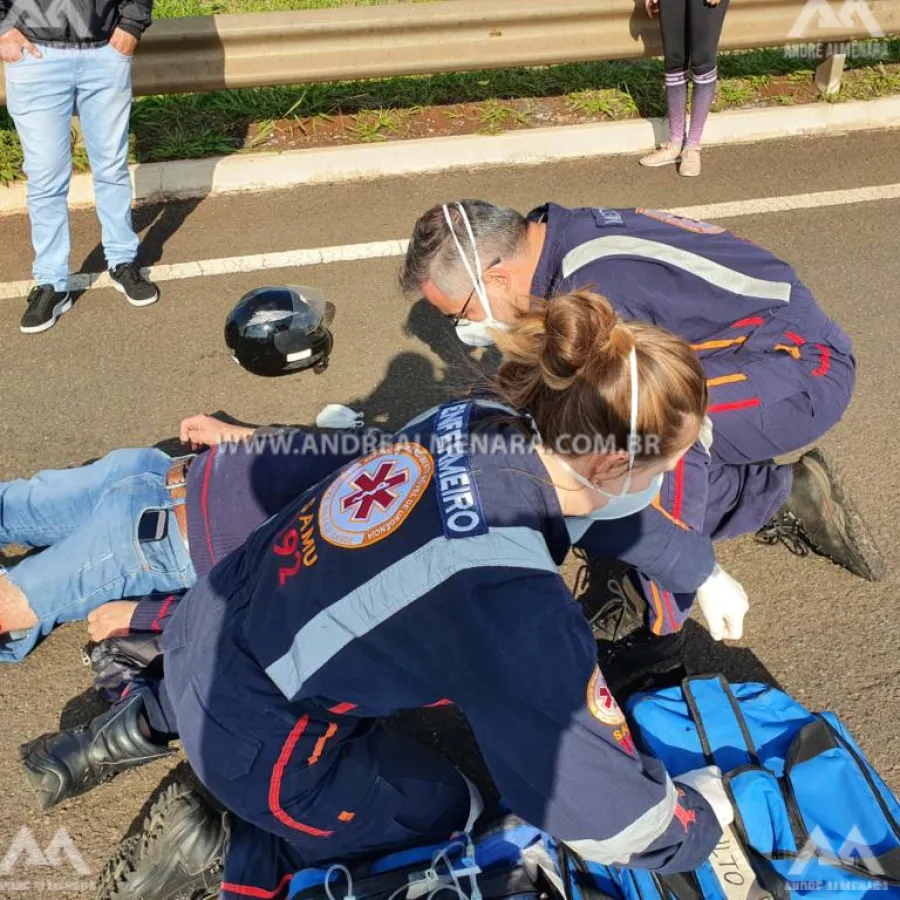 Motociclista sofre acidente gravíssimo no Contorno Norte em Maringá