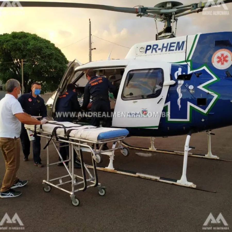 Capotamento na região de Mandaguaçu deixa homem gravemente ferido