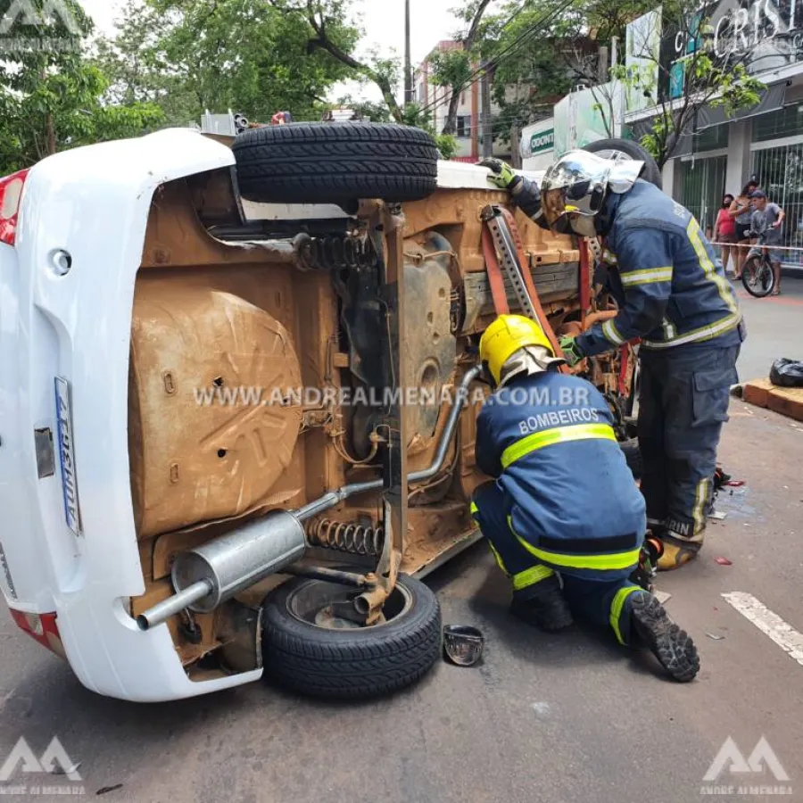 Motorista escapa ileso de acidente na avenida Tuiuti em Maringá