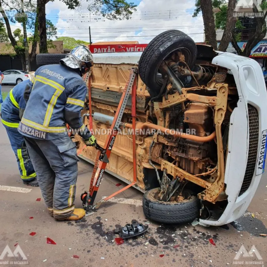 Motorista escapa ileso de acidente na avenida Tuiuti em Maringá