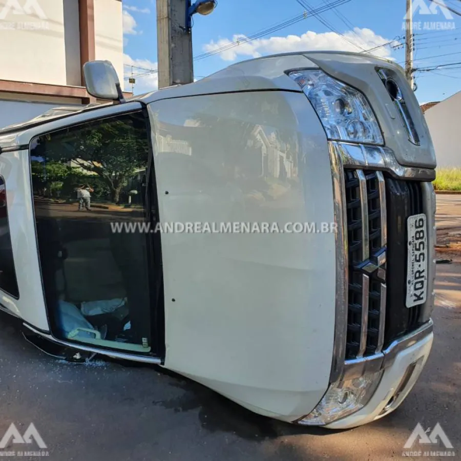 Camionete invade preferencial e causa acidente em Maringá
