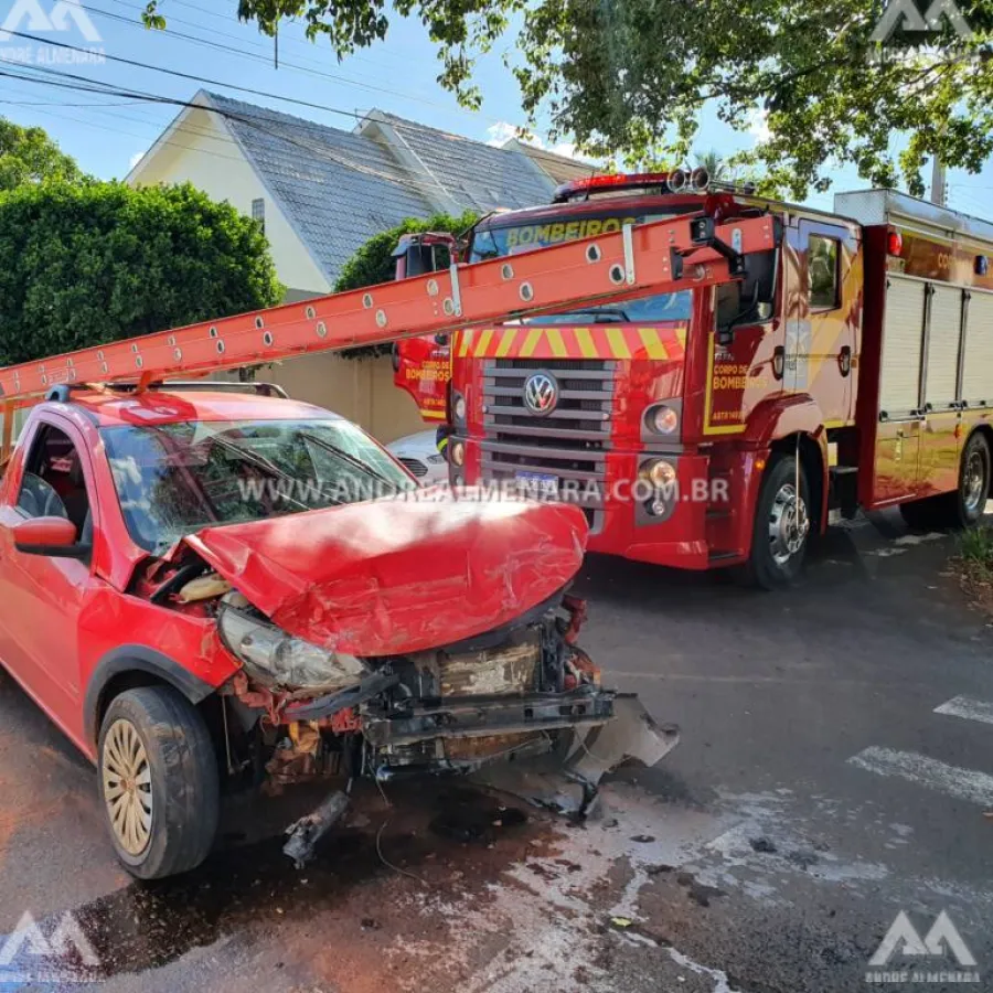 Camionete invade preferencial e causa acidente em Maringá