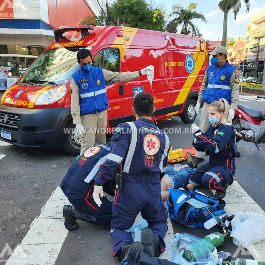 Motociclista que foi intubado após acidente no centro de Maringá deixa hospital
