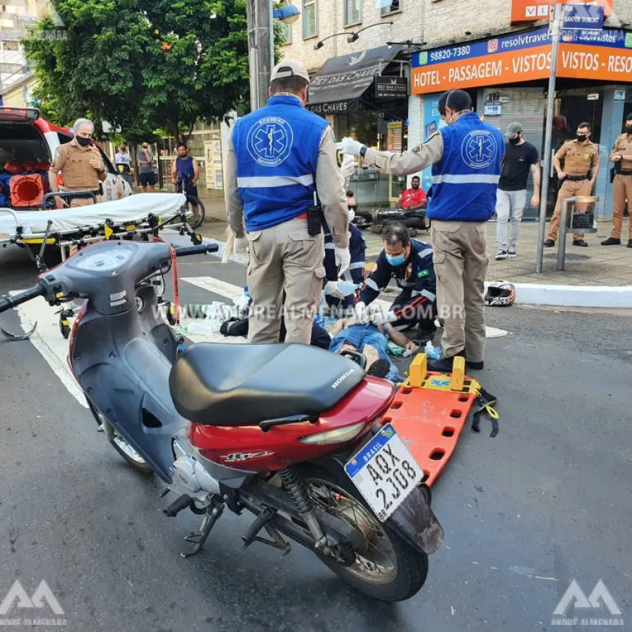 Motociclista que foi intubado após acidente no centro de Maringá deixa hospital