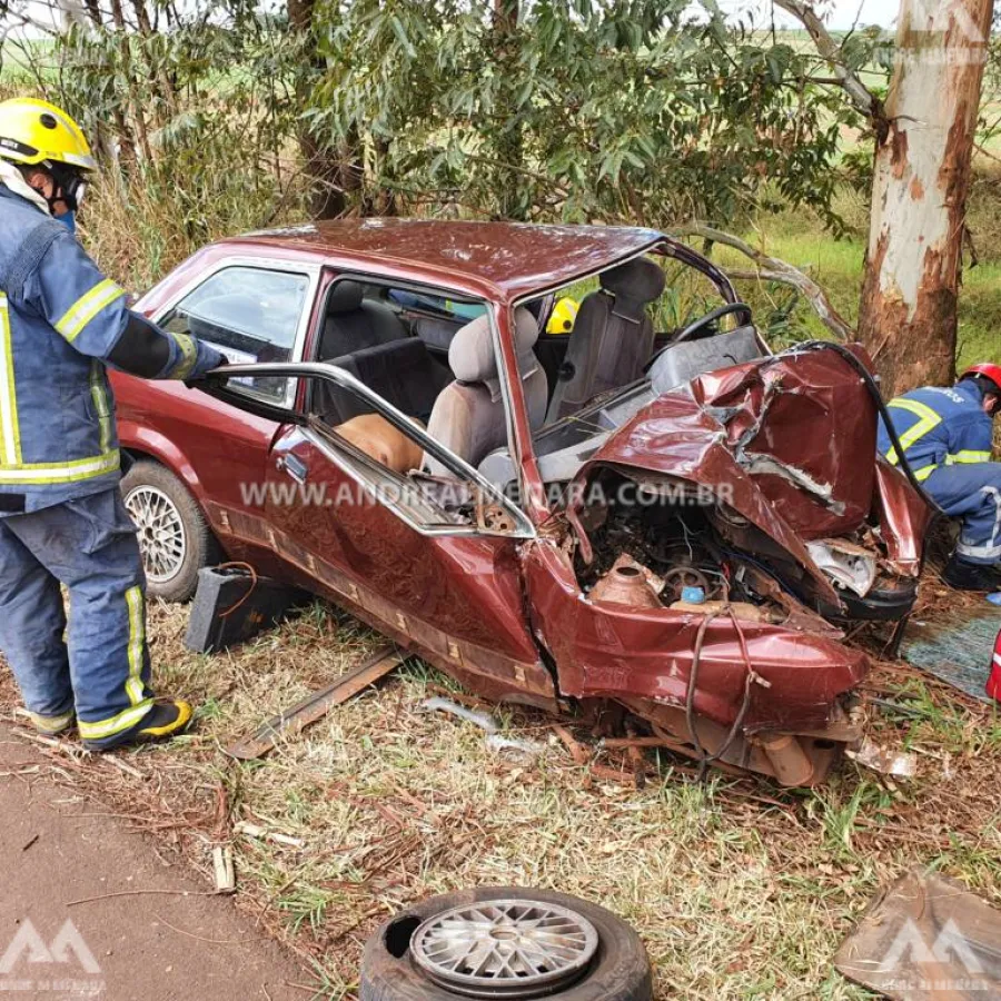 Três pessoas ficam feridas em acidente na rodovia PR-552 em Mandaguaçu
