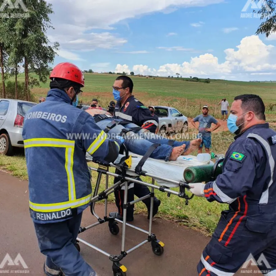 Três pessoas ficam feridas em acidente na rodovia PR-552 em Mandaguaçu