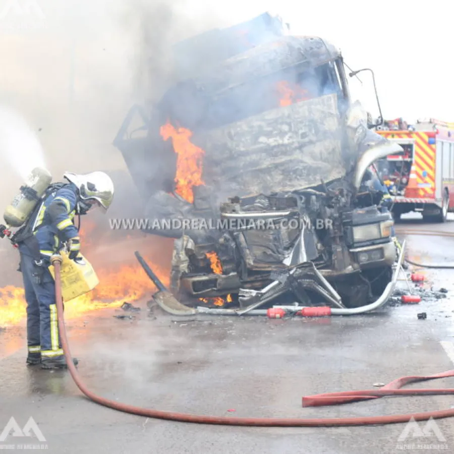 Motorista morre queimado após acidente na rodovia PR-317 em Maringá