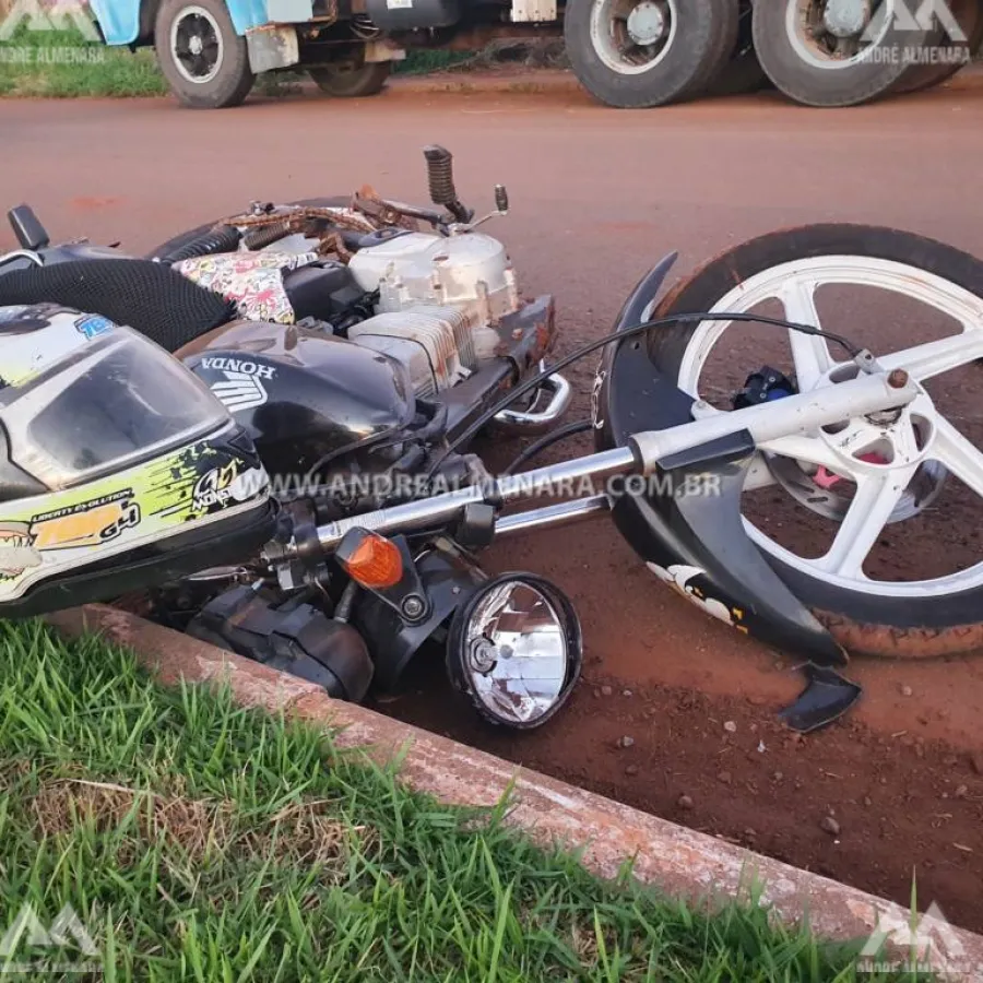 Motociclista fica ferido em acidente no pátio de triagem da Cocamar
