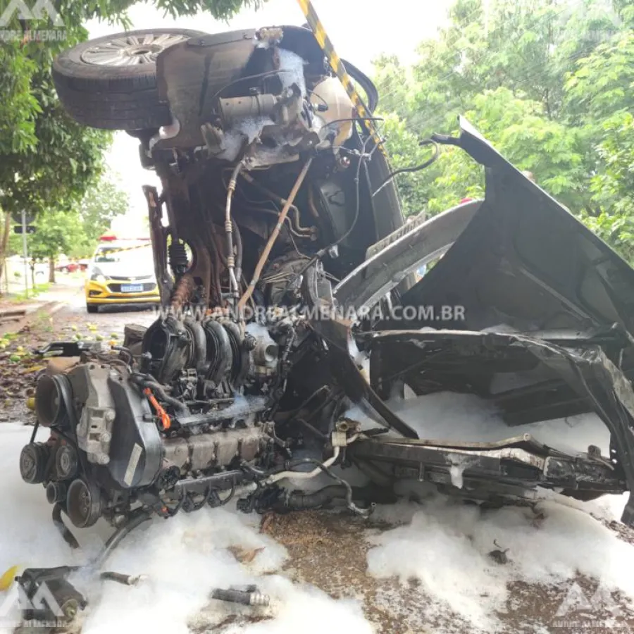 Motorista de aplicativo escapa da morte em acidente impressionante em Maringá