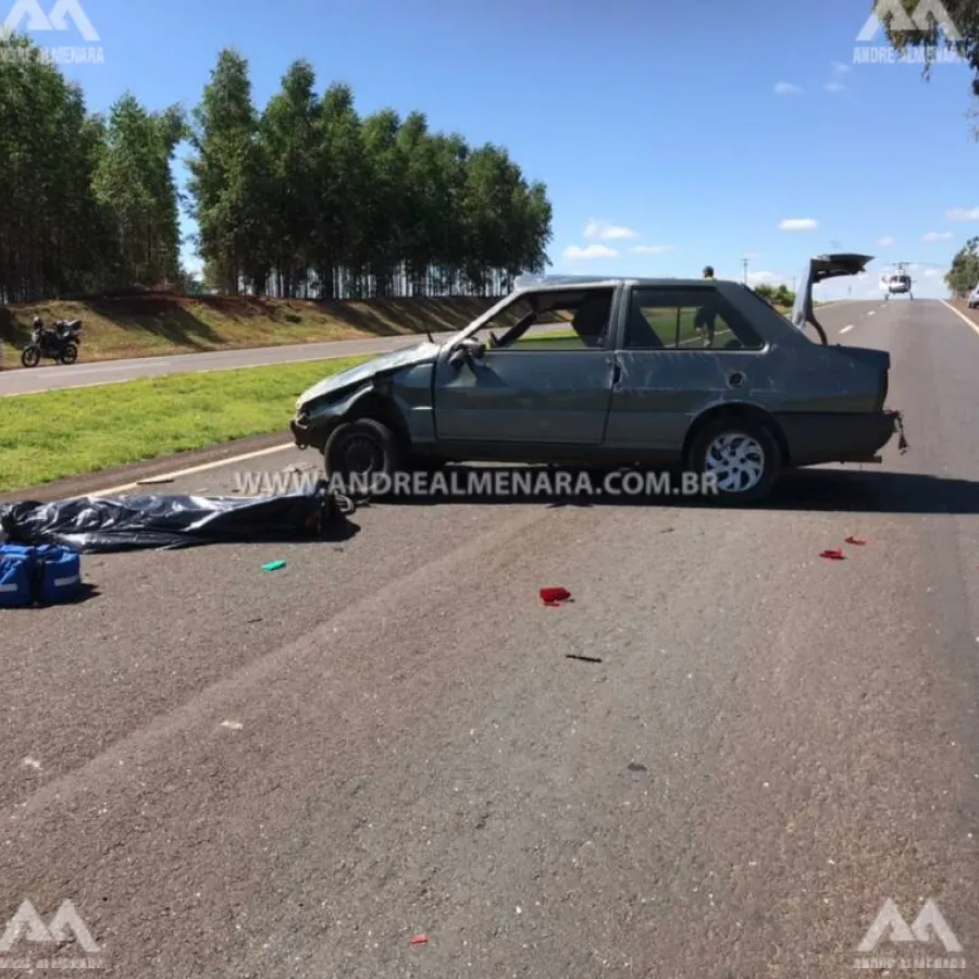 Motorista morre ao ser ejetado de veículo durante capotamento na rodovia BR-376