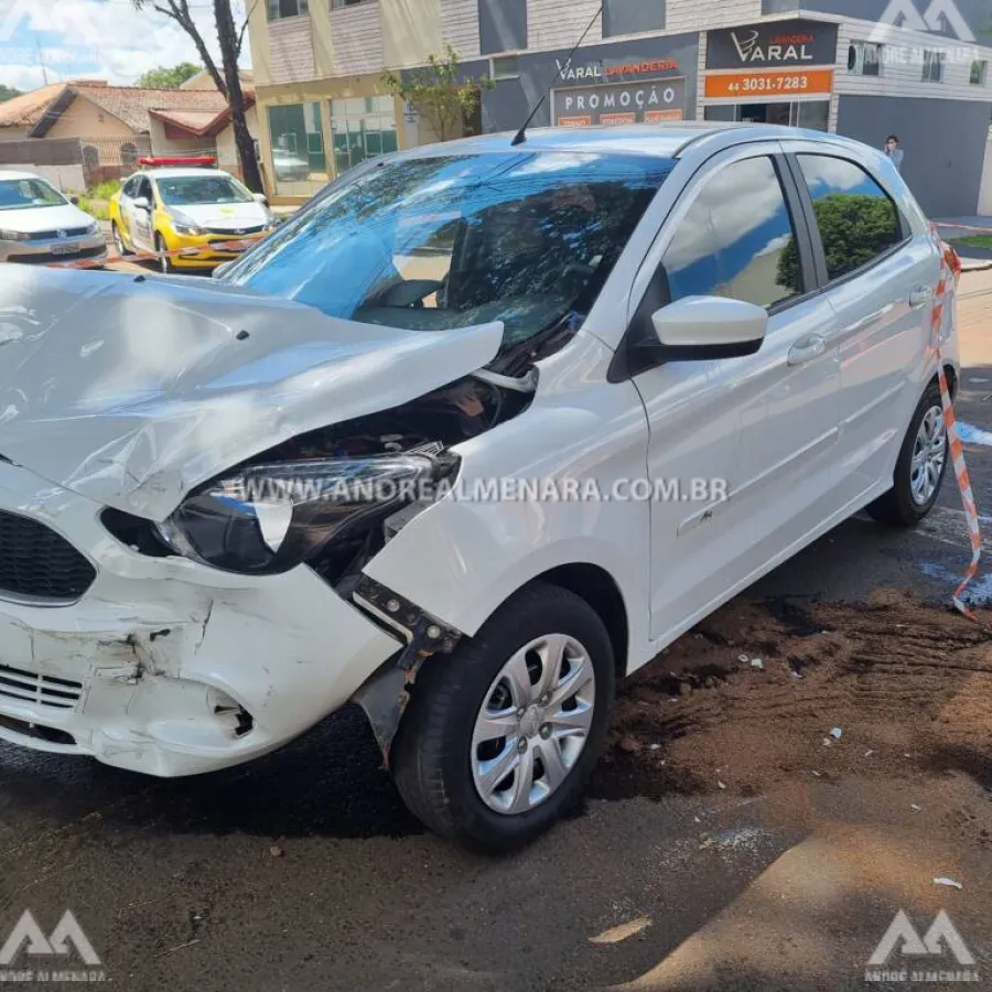 Motorista invade preferencial e causa acidente na zona 5 em Maringá