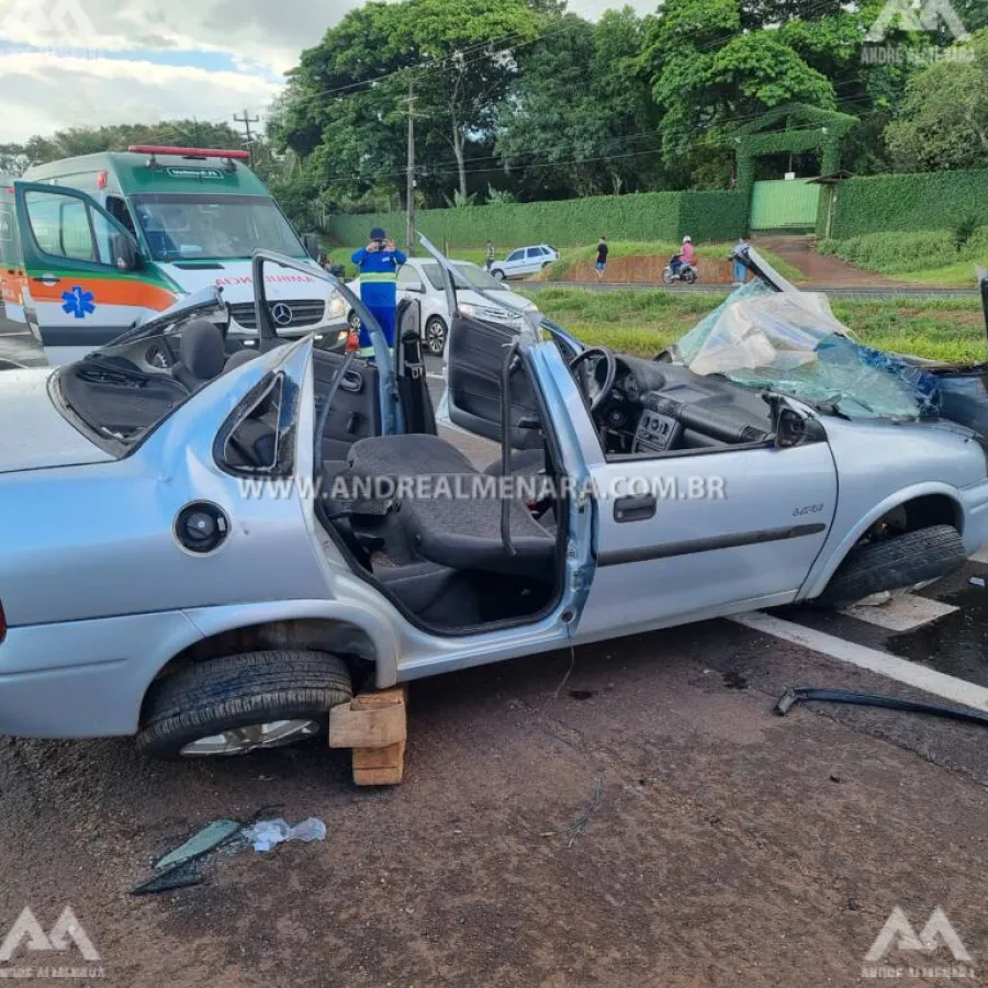 Casal fica ferido em capotamento na rodovia BR-376 em Maringá